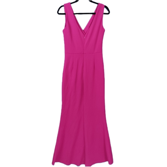 🔥 3/$25 WOOSEA Women Sleeveless V Neck Split Evening Cocktail Long Dress Pink - Picture 4 of 6